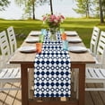 thumbnail image 4 of Table Runners 90 Inches Long Dress Scarves, Bohemia Farmhouse Coffee/Dining/Kitchen Table Runner for Living Room, Minimalist Geometric Pattern Abstract Dark Blue 13x90 Inch, 4 of 9