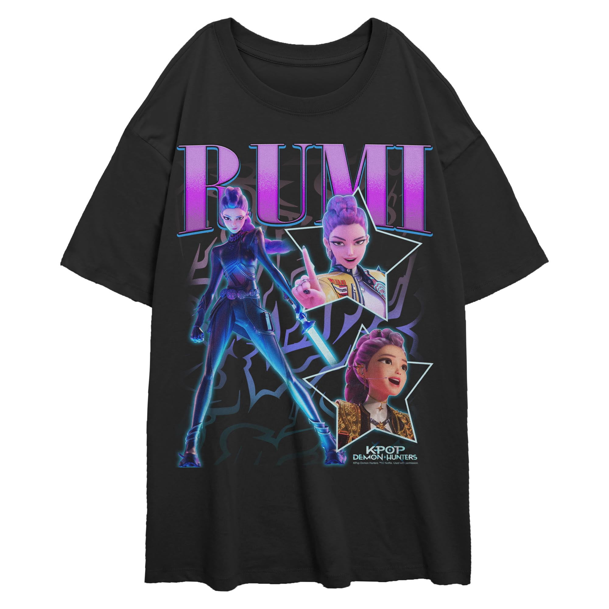 Juniors KPop Demon Hunters Jinu and Rumi Purple Heart Strings T