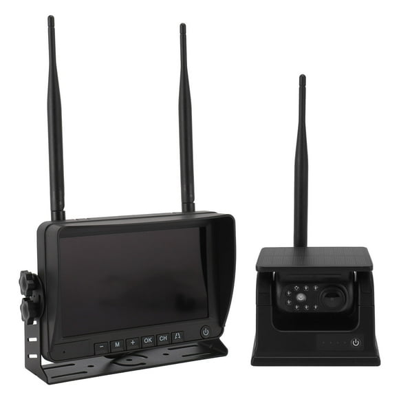 Solar Wireless Backup Camera, 150 Degree Wide Viewing Angle Wireless Rear View Camera Infrared Night Vision for Trailers
