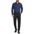 thumbnail image 2 of Camisa de vestir de negocios de manga larga con botones para hombre, color sólido, elástico, azul marino, 2 of 5