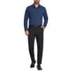 thumbnail image 2 of Camisa de vestir de negocios de manga larga con botones para hombre, color sólido, elástico, azul marino, 2 of 5