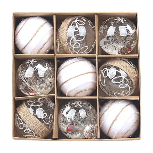 Injueey Adornos de bolas de Navidad brillantes, decoraciones para árboles, colgante para lugar de Navidad, colgantes para árboles de Navidad Kits de decoración para fiestas tamaño A4