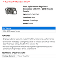 thumbnail image 2 of Front Right Window Regulator - Compatible with 2006 - 2010 Hyundai Sonata 2007 2008 2009, 2 of 2