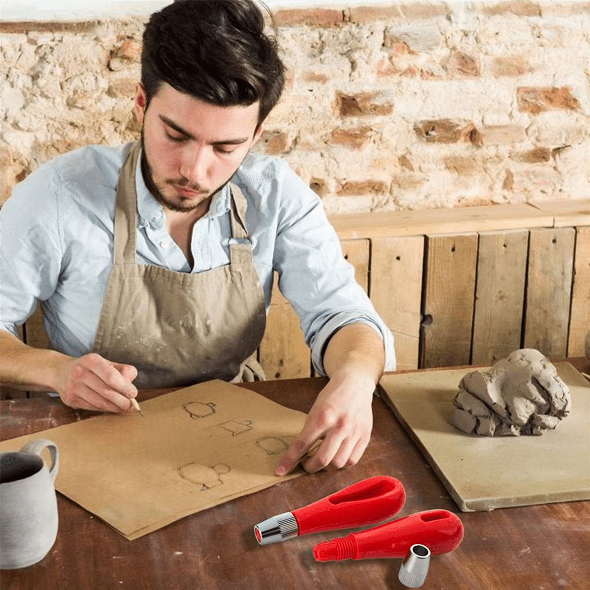 Set De 5 Gouges à Lino - Poignée En Bois - Neuf Pour Gravure Ou Découpe