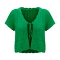 thumbnail image 6 of Lixiuxyad Womens Open Front Cardigan Breathable Lace Knit Summer Beach Cover Up For Lightweight Short Sleeve Open Front Cardigan,Green, 6 of 6