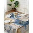 thumbnail image 3 of Blue Yellow Tulips Suqare Tablecloth - 54 x 54 Inch, Retro Farmhouse Flower Barn Doors Wooden Waterproof & StainResistant Tablecloth, Washable Oil-proof Table Cover for Dining/Party/Wedding/Buffet, 3 of 9