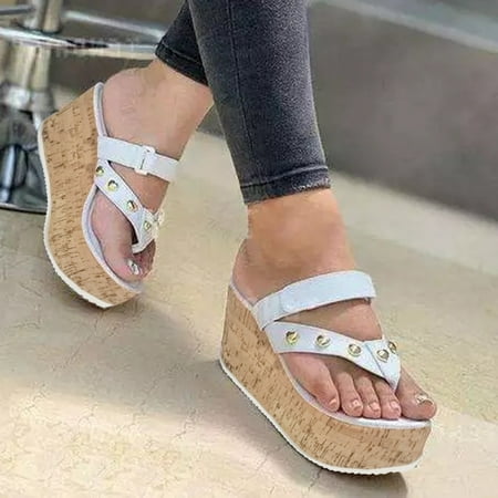 

Tangnade House Slippers for Women Fashion Casual Shoes Breathable Wedge Heel Outdoor Leisure Slippers