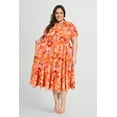 thumbnail image 4 of CASSIE LIZ Plus Size Womens Dresses Casual Floral Orange Fall Dresses Fashion Midi Sundresses Short Sleeve Collared Elegant V Neck Dresses Loose Fit Summer Dress with Pocket XL 14W 16W, 4 of 7
