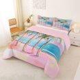 thumbnail image 2 of jejeloiu Watercolor Palm Beach Full Size Comforter Sets For Girls,Pastel Coastal Art Bedding Comforter Set,Pink Blue,Pink Reversible,3-Piece,1 Comforter and 2 Pillowcases, 2 of 7