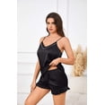 thumbnail image 4 of Ekouaer Satin Pajamas Set for Women Silk Cami Pjs Sets Soft Sleepwear V Neck Camisole Top and Shorts, 4 of 9