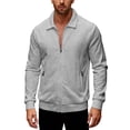 thumbnail image 2 of CharmCyan Men Full Zip Casual Knit Jacket with Stand Collar Long Sleeve Lightweight Outerwear for Everyday Comfort Light Gray 3XL, 2 of 2