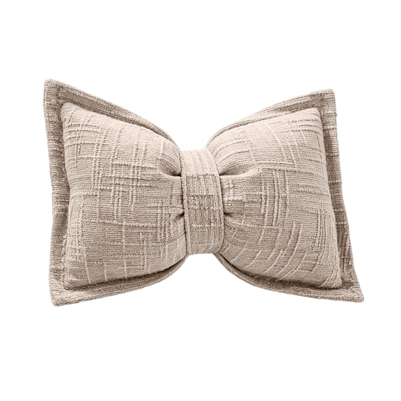 Bow Pillow 30 x 50 cm Boho Decorative Throw Pillows Chenille Textured Lumbar Pillows Large Bow Shaped Cushion for Bed Sofa Couch Living Room Bedroom Home Car Decor