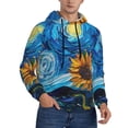 thumbnail image 2 of Lsque Starry Night Sunflower Field Pattern Casual Men's Hoodie,Hooded Sweatshirt with Kangaroo Pocket,Pullover Hoodie-Small, 2 of 7