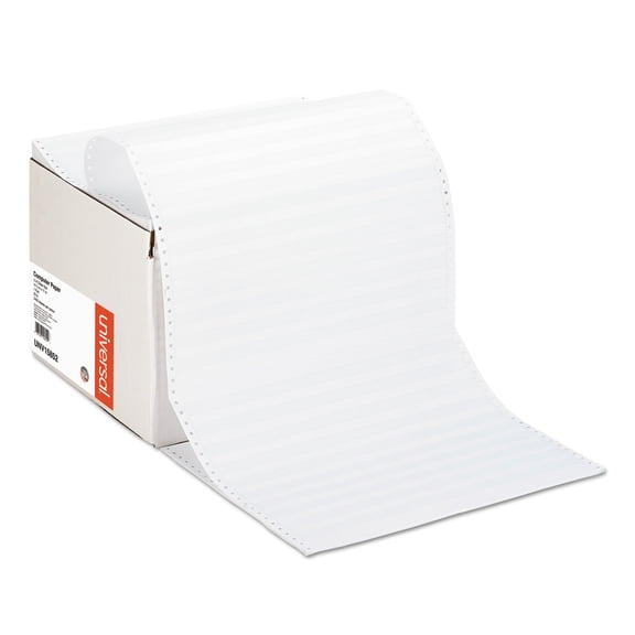 Universal Printout Paper, 1-Part, 20lb, 14.88 x 11, White/Green Bar, 2, 400/Carton -UNV15852