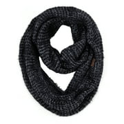 C.C Soft Furry Two Tone Knit Cowl Snood Loop Pullover Infinity Scarf, Black