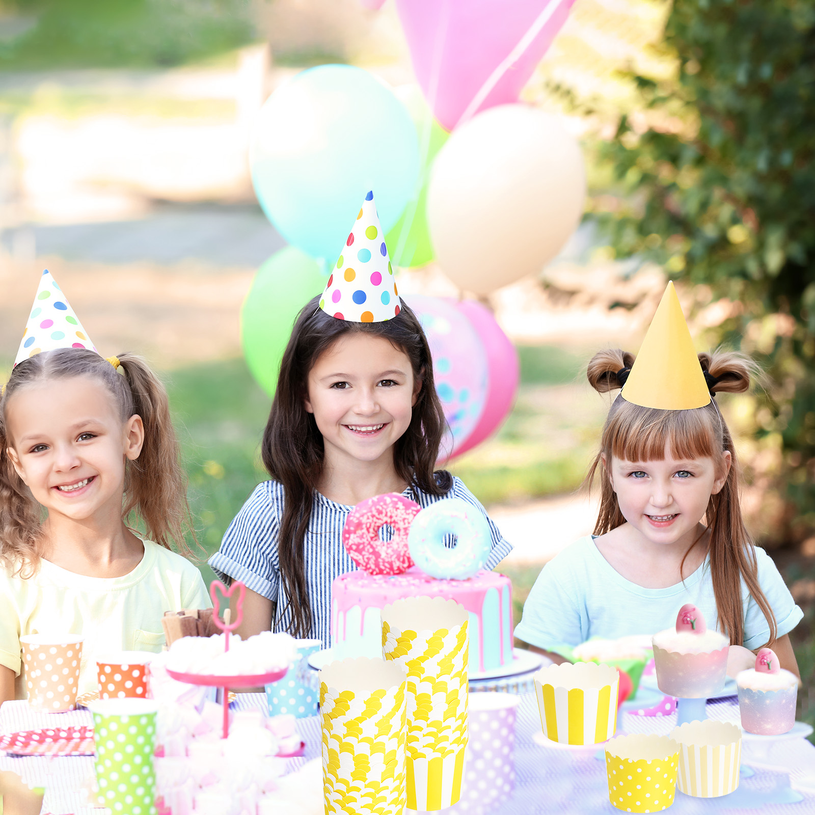 Unique Bargains Wrappers Wedding Birthday Baking Cups Liners Yellow White Stripe