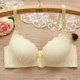 thumbnail image 4 of Promotion Clearance Lace No Steel Ring Small Chest Gathered Adjustment Lace Bow Bra + Briefs Set black 70, 4 of 9