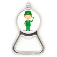 thumbnail image 1 of Traje verde Irlanda Cartoon Acero inoxidable Metal cerveza tapa sacacorchos, 1 of 3