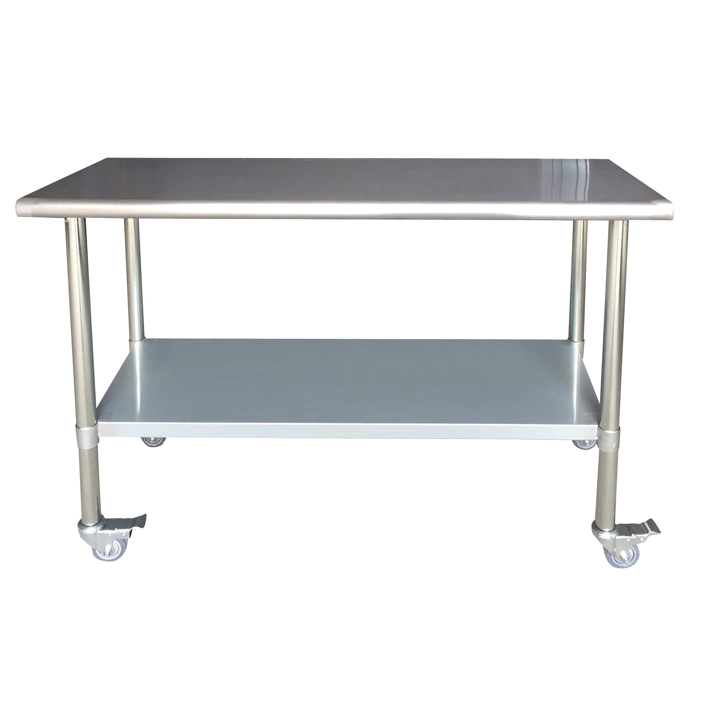 Kitchen Restaurant Stainless Prep Table w/ Backsplash and 4 Casters 24" x 60" 