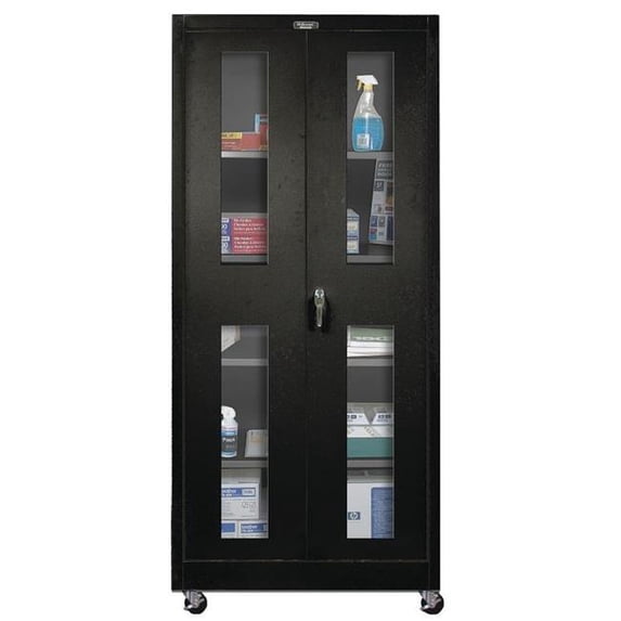 Hallowell 415S24SVM-ME 400 Series Mobile SV Storage Cabinet, 36W in. x 24D in. x 72H in. , 708 Midnight Ebony, Single Tier, Double Safety-View Door, 1-Wide, Knock-down