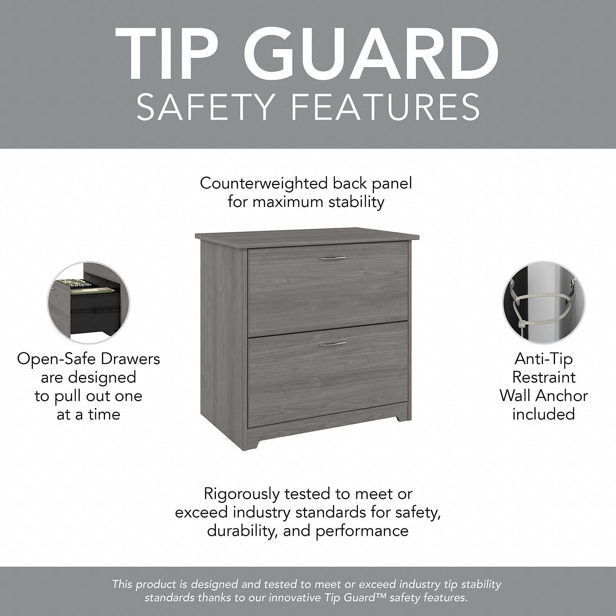 Bush Furniture Cabot Lateral File Cabinet, 2 Drawer, Modern Gray