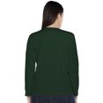 thumbnail image 3 of eloria Women's Top Round Neck Solid Color Full Sleeve T-Shirt Dark Green, 3 of 6