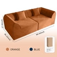 thumbnail image 3 of Sofa Bed, Daybed, Sleeper Sofa Compressed Memory Foam 2-Seater Lounger Daybed with Rectangular Pillow for Bedroom Guest Room Dorm, Orange, 3 of 10