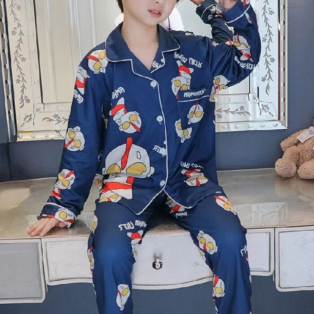 Conjunto de pijamas de invierno y Navidad para niños, ropa de dormir de manga larga con dibujos animados, para otoño