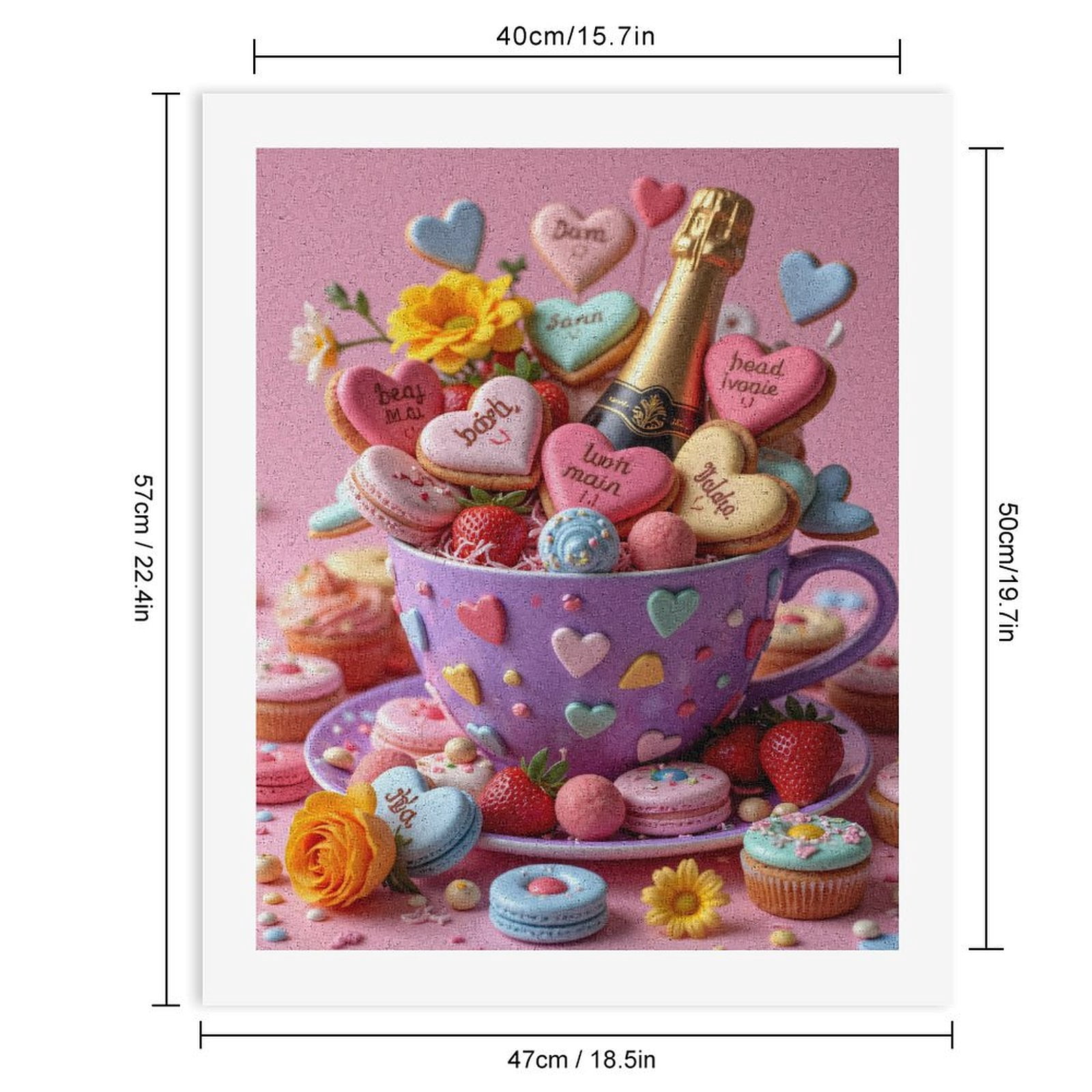 Paint By Numbers Kit for Adults Beginner - DIY Heart Cupcake Celebration Roses Canvas Painting Kits for Adults, Frameless Paint By Number for Adults for Home Wall Decor 16x20 Inch