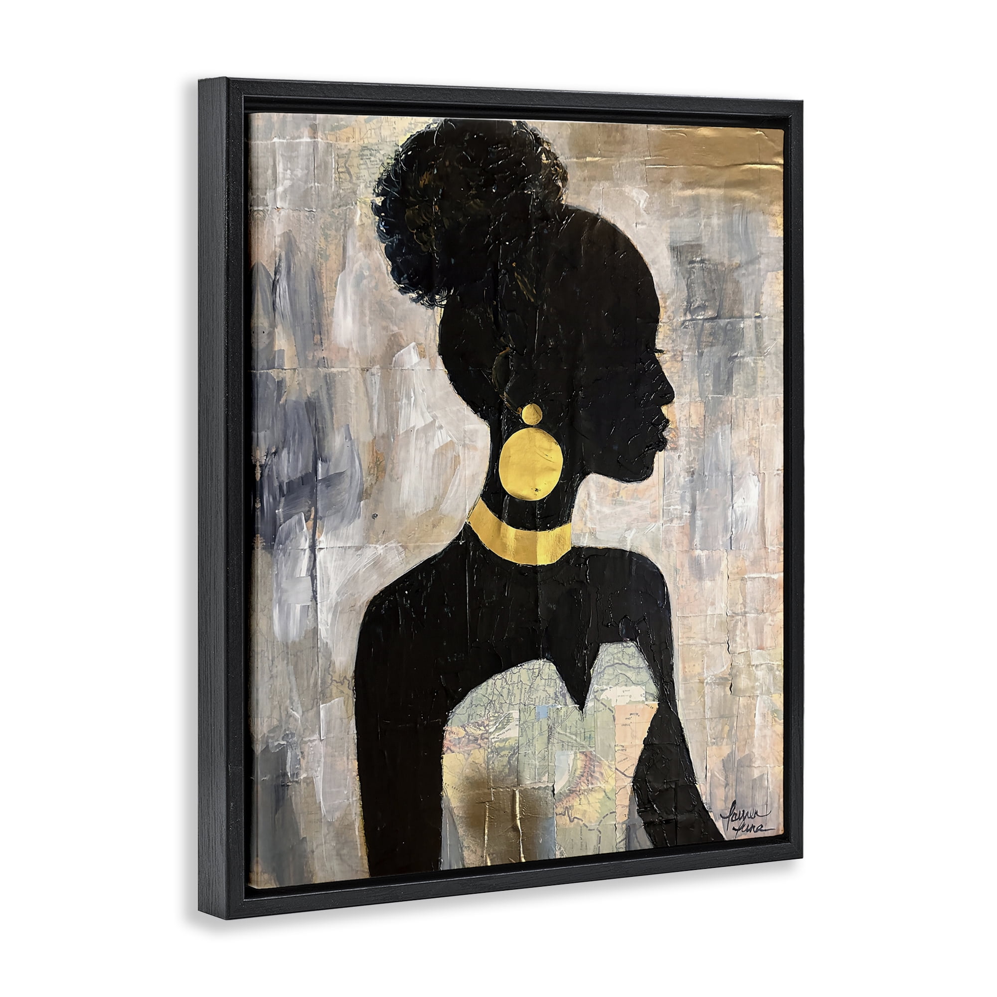 Stupell Industries Elegant Fashion Silhouette Black Framed Floater Canvas Wall Art, design by Lauren Luna