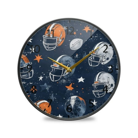 BZSMCE Wall Clock Acrylic Size:9.5*9.5in/11.9*11.9in Starstruck Football Design Pattern Clock