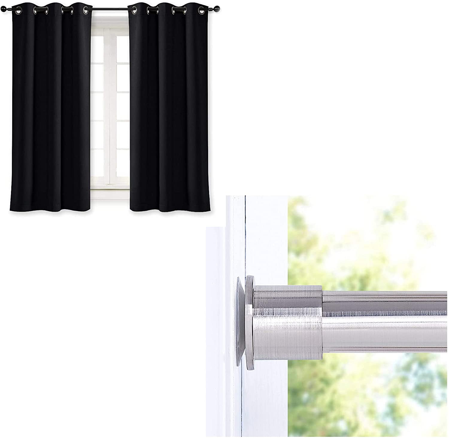 Room Darkening Window Treatment Curtain Bundles Premium Tension Curtain