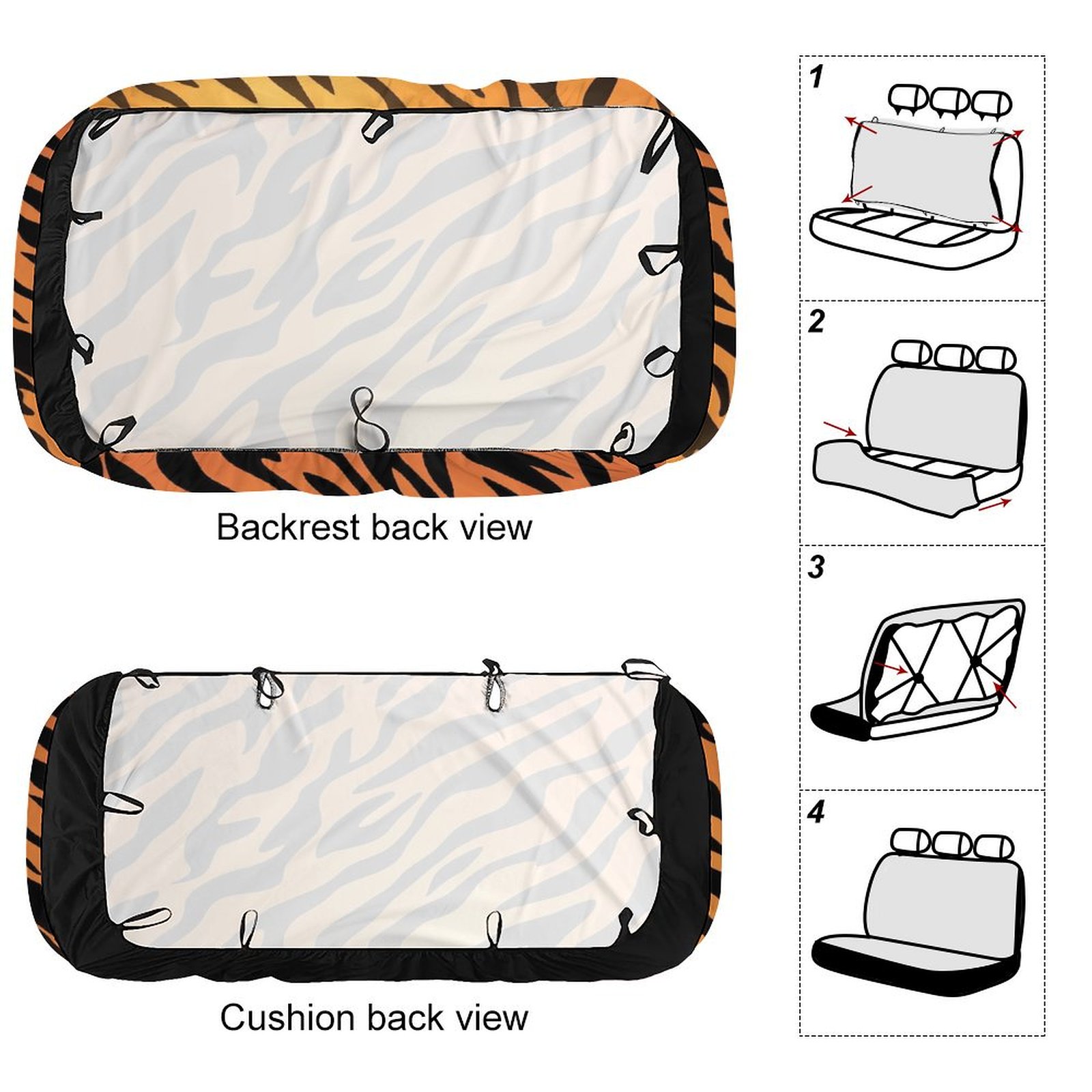 Animal Print Patterns Printed Universal Back Bench Car Seat Cover Pack of 2 Rear Seat Covers for for Most Cars,Trucks,SUVs Or Van