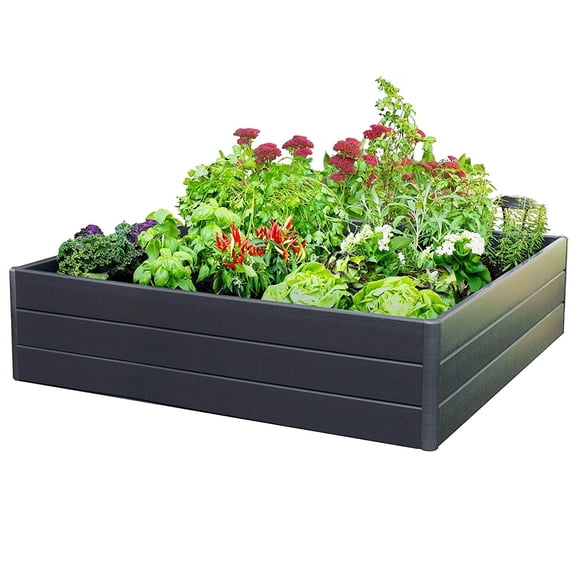 NuVue Raised Garden Bed 26008, Gray, 44.5 in L x 44.5 in W x 11.5 in H