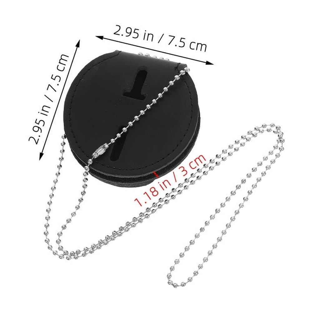 SKISUNO 2Pcs Stylish Black Police Badge Holder with Clip PU Material for Secure Identification