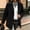 Black, variant on Womens Trench Coat with Pockets Single Breasted Fall Winter Casual Notched Lapel Business Formal Wool Coat Wine S-3XL