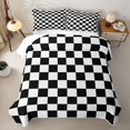 thumbnail image 2 of Homewish Minimalist Grid Quilt King, Retro Checkerboard King Coverlet Set, Black White, 2 of 7