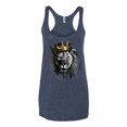 thumbnail image 2 of Wild Bobby, King Lion with Gold Crown Art, Animal Lover, Women Tri-Blend Racerback Tank Top, Vintage Navy, Small, 2 of 4