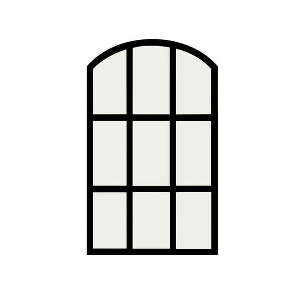 Espejo de pared con rejilla y panel de ventana arqueado para cocina, dormitorio y apartamento. Negro