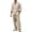 Khaki, variant on Men's 2 Pieces Cotton Linen Outfits Long Sleeve Button Down Shirts & Wide Leg Pants Summer Beach Yoga Casual Vcation set
