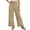 1Khaki70, variant on XAOFW Women's Casual Pants Solid Color Elastic Waist And Drawstring Ties Comfort Fit Wide Leg Trouser Daily Lounging Comfortable Trendy Slacks