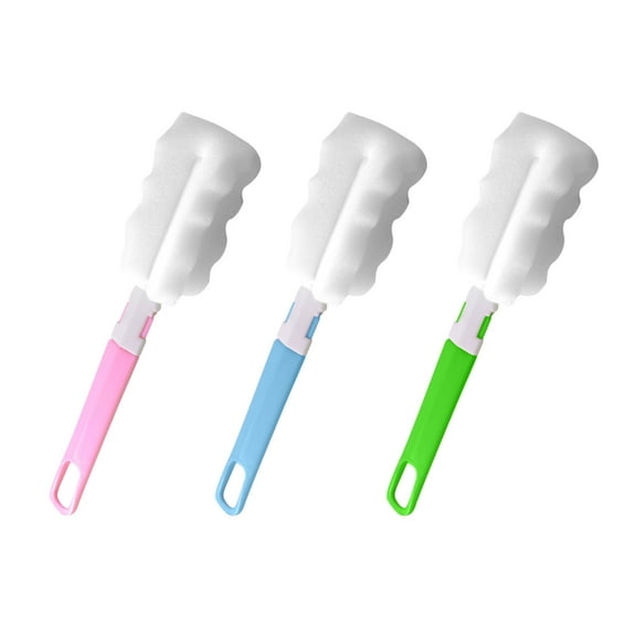 3PCS Bottle Brush Bottle Washer Set Long Sponge Bottle Cleaning Brushes Baby Bottle Cleaner Brush Random Color