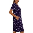 thumbnail image 5 of Sleepwear Dress for Women New Women’s Zip Print Nightgown with Pockets Round Neck Pleated Sleep Dress Summer Loose Comfy Home Nightshirt, 5 of 6