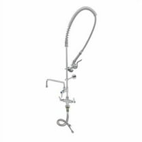T&S Brass - Pre-Rinse, Single Hole Base, Overhead Spring, Add-On Faucet, 12'' Nozzle, Wall Bracket