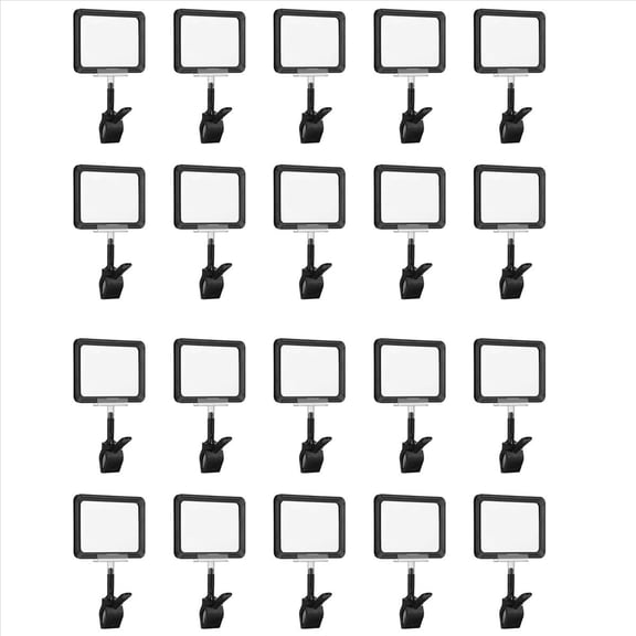 20 PCS Clip on Sign Holder Rotatable Label Clips Retail Merchandise Rack Sign Display Clip Sign Holding Clamp,20 x Sign Holding Clamp,Black