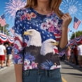 thumbnail image 5 of vigerkar 250 Anniversary USA 3/4 Sleeve Shirt for Women 250th Patriotic Shirts Casual American Flag and Stars Print Shirt (Blue, 3XL), 5 of 8