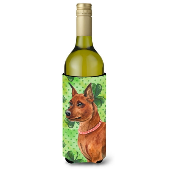 Carolines Treasures BB9830LITERK Miniature Pinscher St Patricks Wine Bottle Beverge Insulator Hugger Wine Bottle