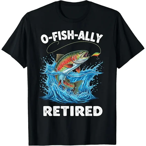 Funny O-Fish-Ally Retired Fisherman Gift for Dad Short Sleeve Graphic T-Shirt