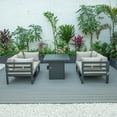 thumbnail image 4 of LeisureMod Chelsea 5-Piece Sectional Loveseat and Fireplace Set Black Aluminum with Cushions, 4 of 5