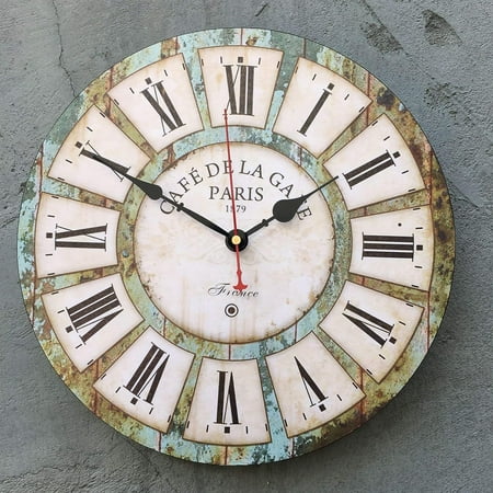 GIXUSIL 12 Inch Rustic Distressed Wall Clock Retro Wood Decorative Clocks Slient No Ticking,for Living Room Farmhouse,Bedroom, Office ,Living Room, Kitchen Deco